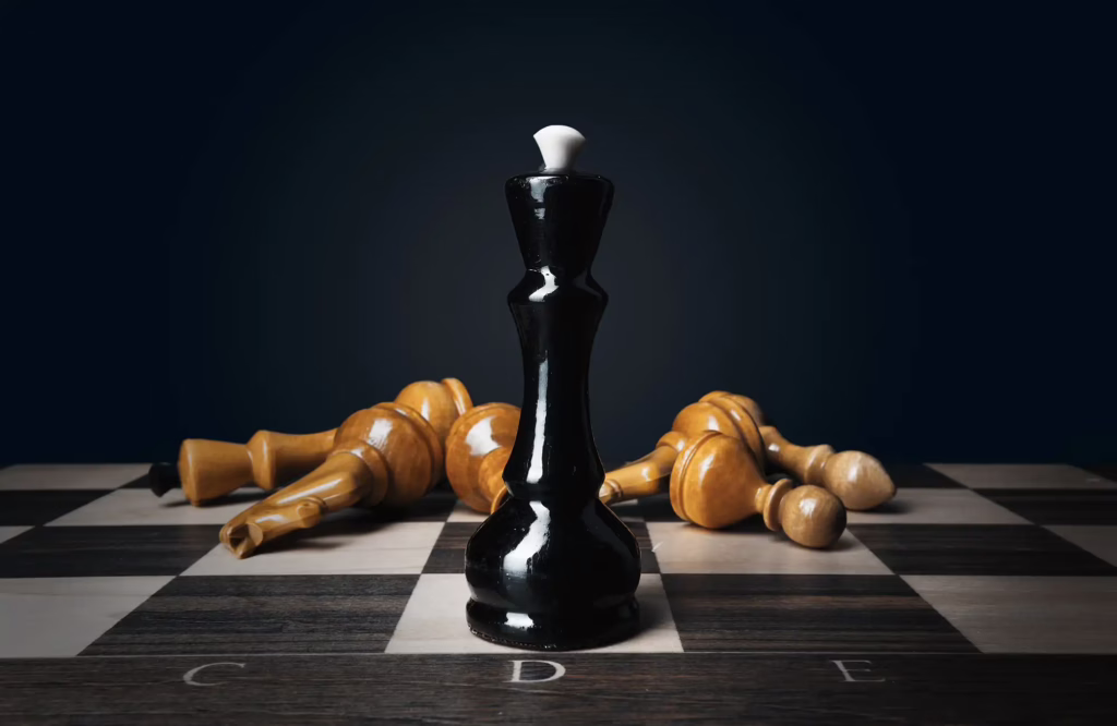 schach-niederlagen-chess-board-with-figures-on-dark-background